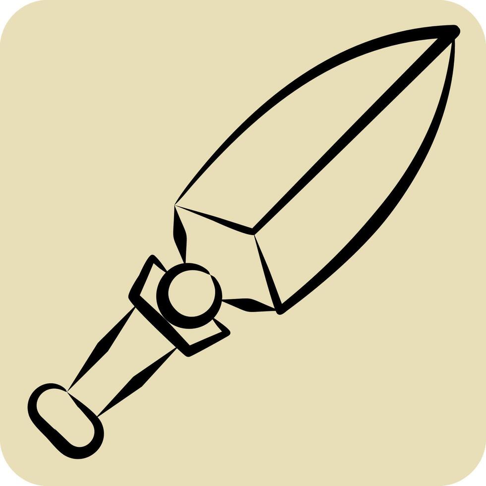 Icon Kunai. related to Weapons symbol. hand drawn style. simple design editable. simple illustration vector