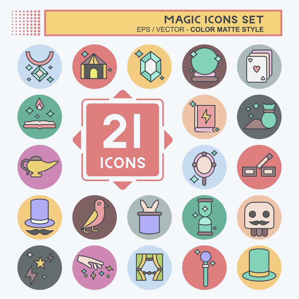 Icon Set Magic. related to Holiday symbol. color mate style. simple design editable. simple illustration vector