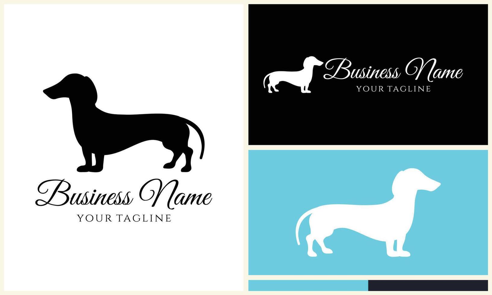 silhouette dog dachshund logo template vector