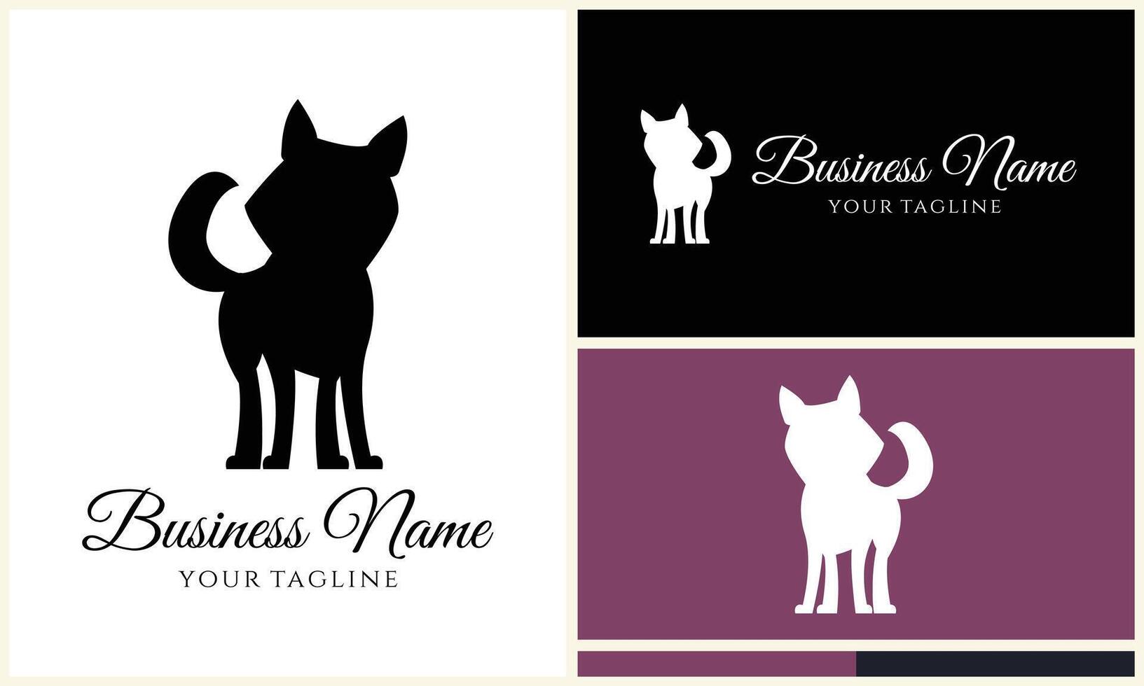 silhouette fox chihuahua wolf logo vector