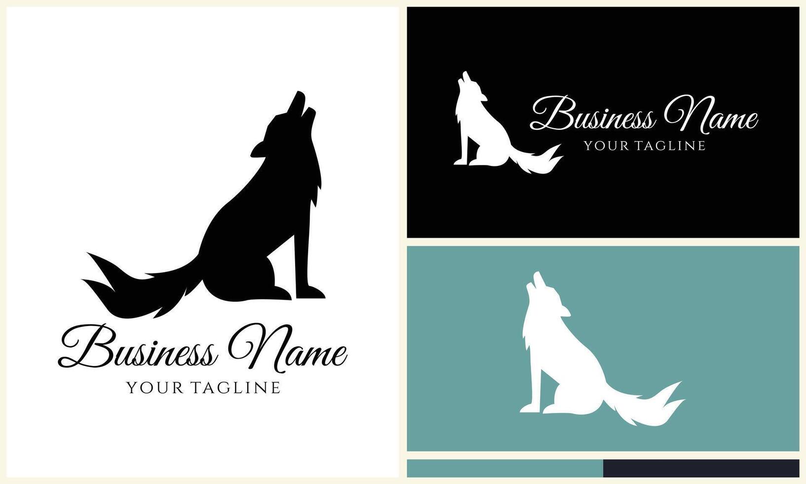 silhouette fox chihuahua wolf logo vector