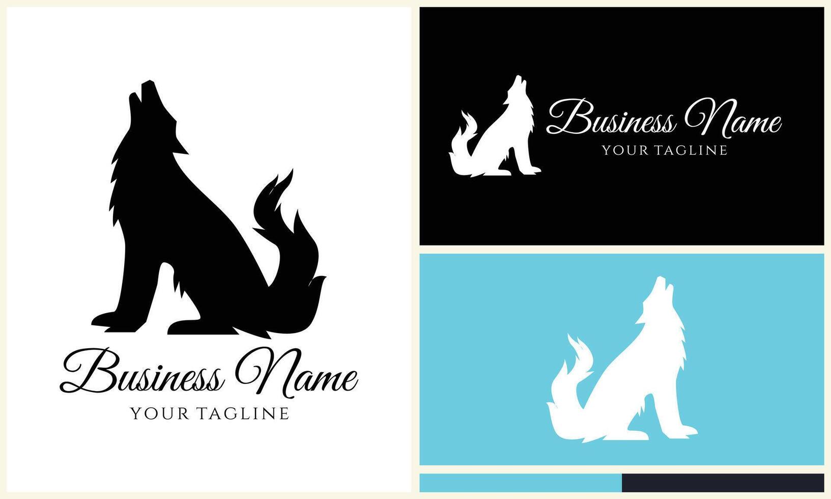 silhouette fox chihuahua wolf logo vector