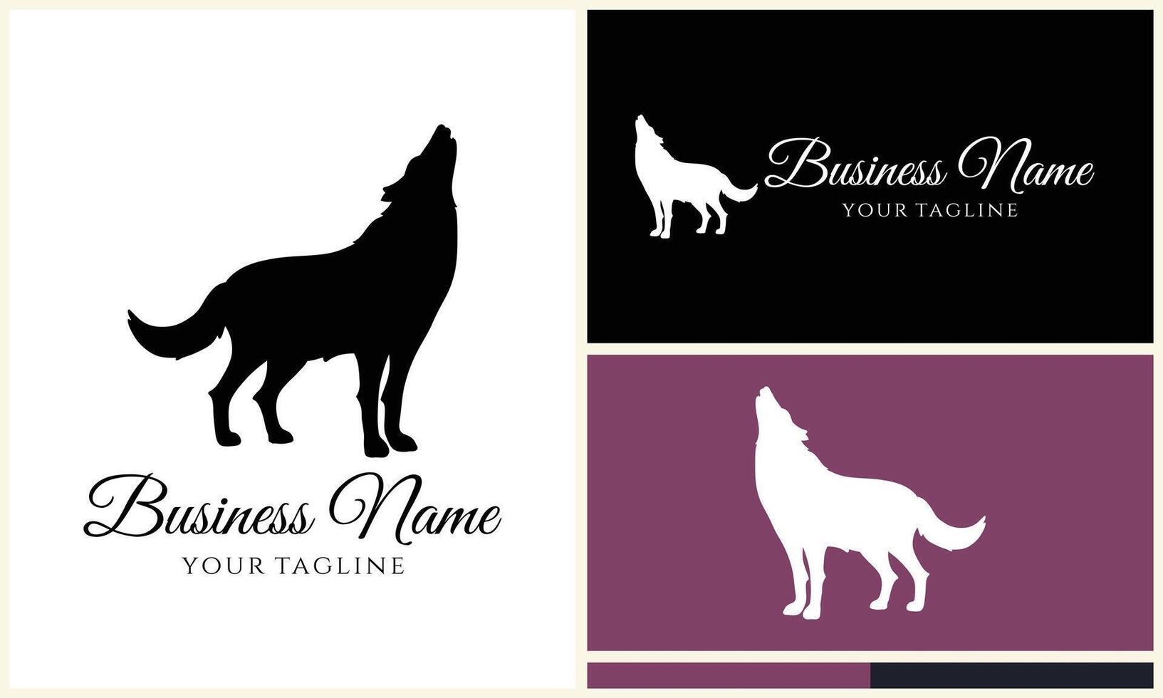 silhouette fox chihuahua wolf logo vector