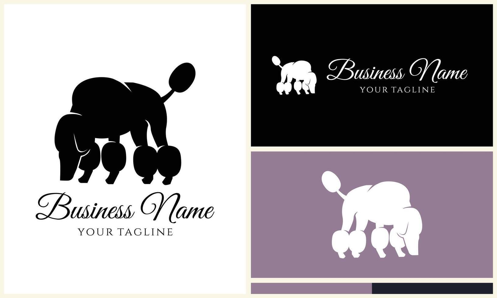silhouette fox wolf logo template vector