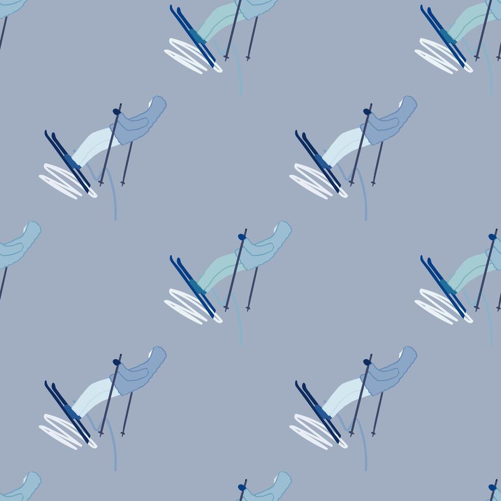 Seamless pattern of skier. vector