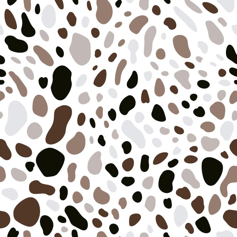 Seamless pattern with Dalmatian spots and cow prints. Animal fur texture surface. vector