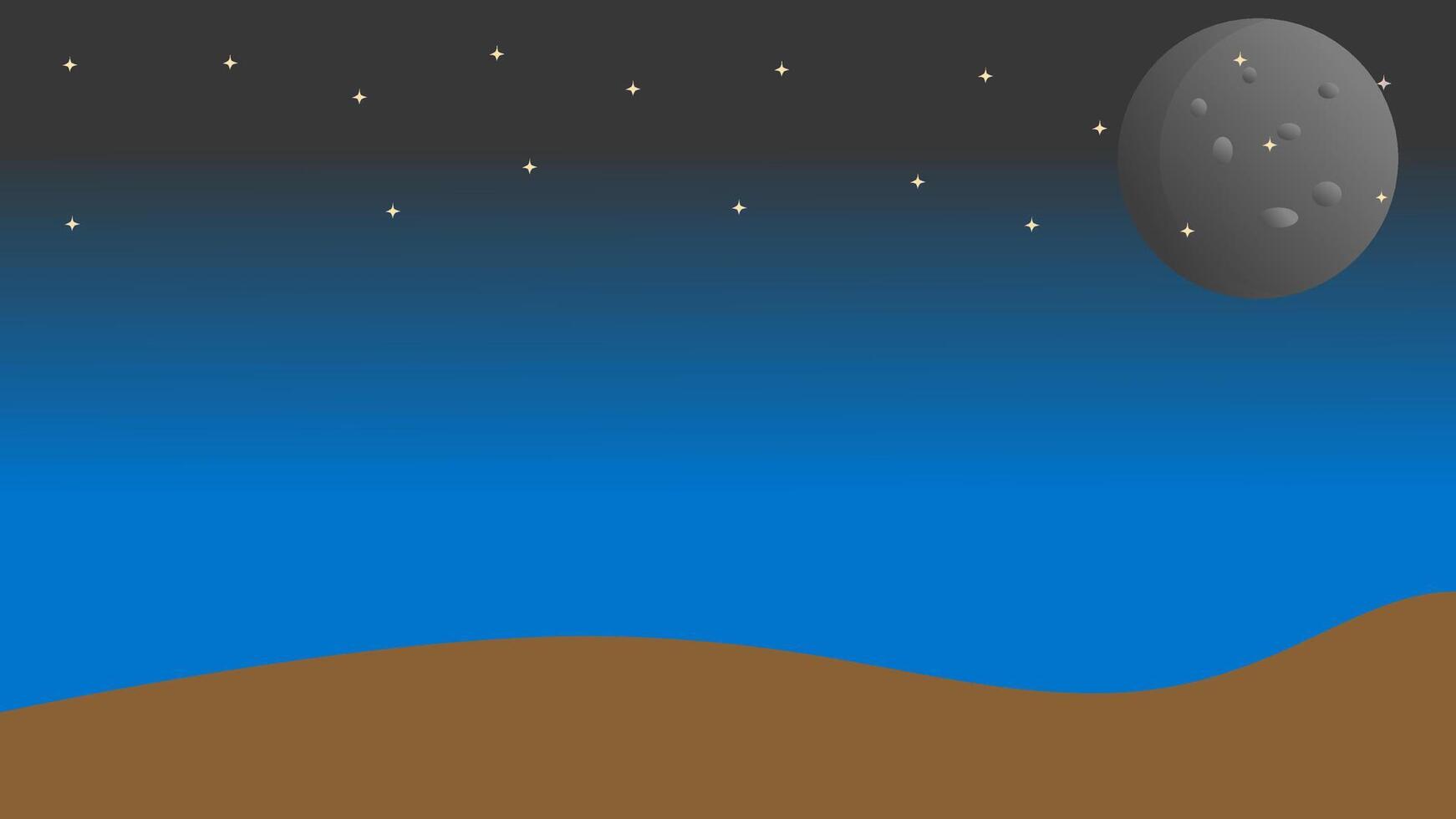 night background with moon and stars in the sky and the desert below vector