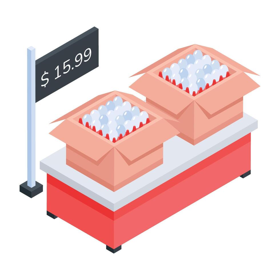 Supermarket Shelves Isometric Icon vector