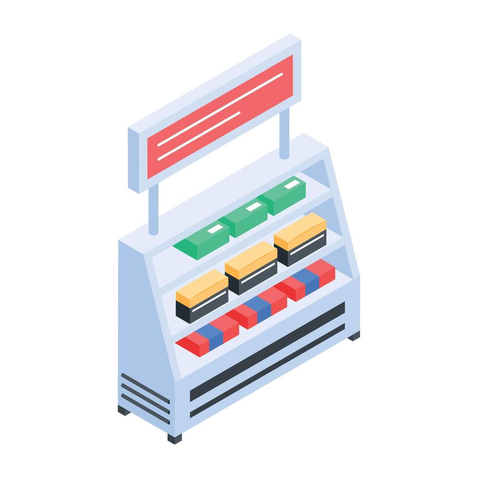 Store Counters Isometric Icon vector