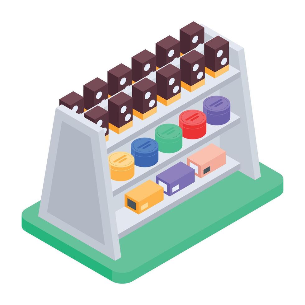 Store Counters Isometric Icon vector