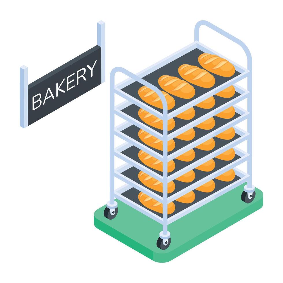 Supermarket Shelves Isometric Icon vector