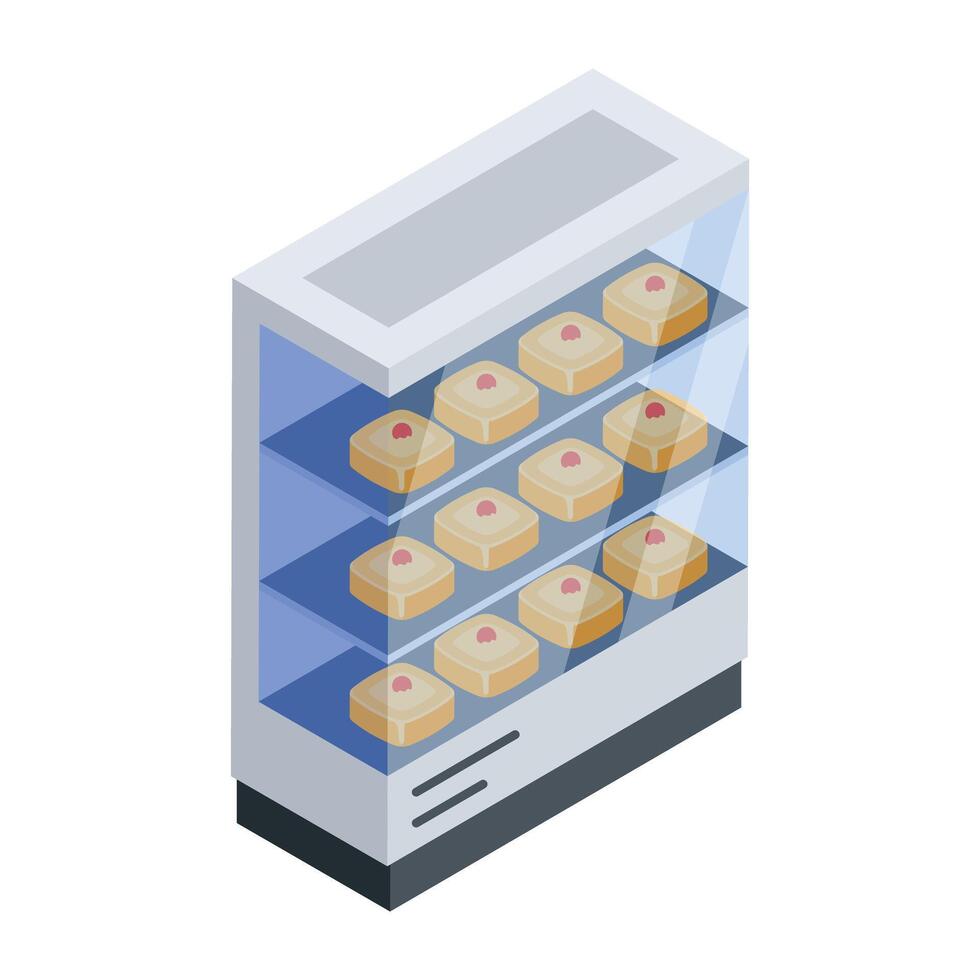 Supermarket Shelves Isometric Icon vector