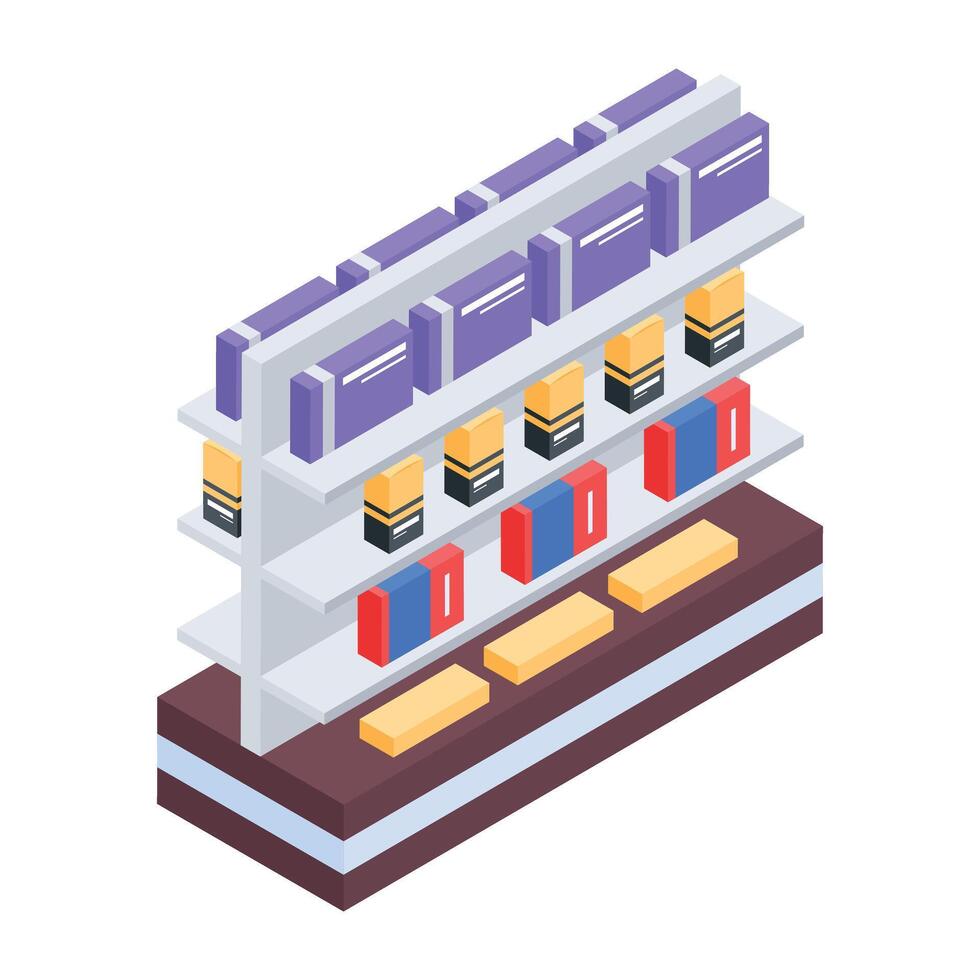 productos bastidores isométrica icono vector