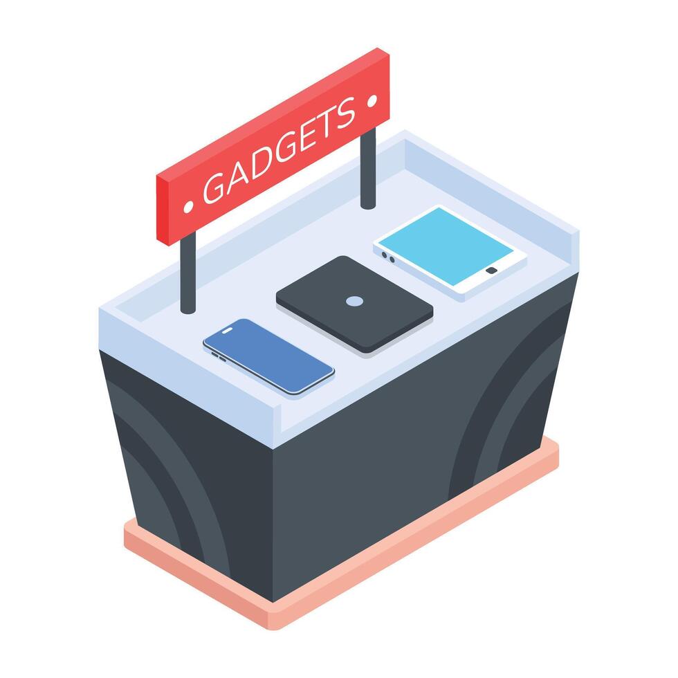 Store Counters Isometric Icon vector