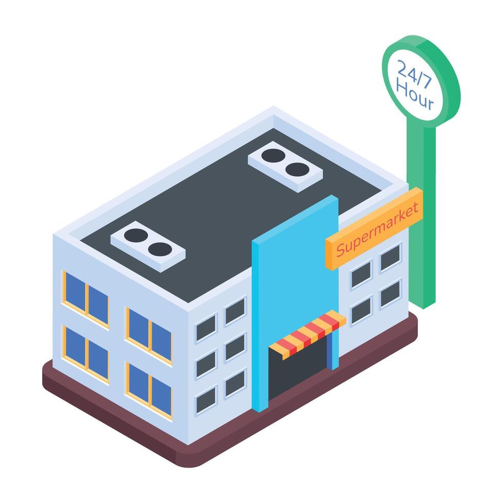 Supermarket Shelves Isometric Icon vector