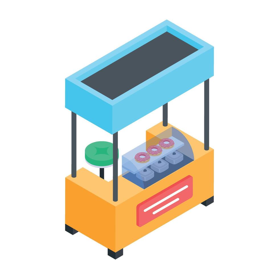 Supermarket Shelves Isometric Icon vector