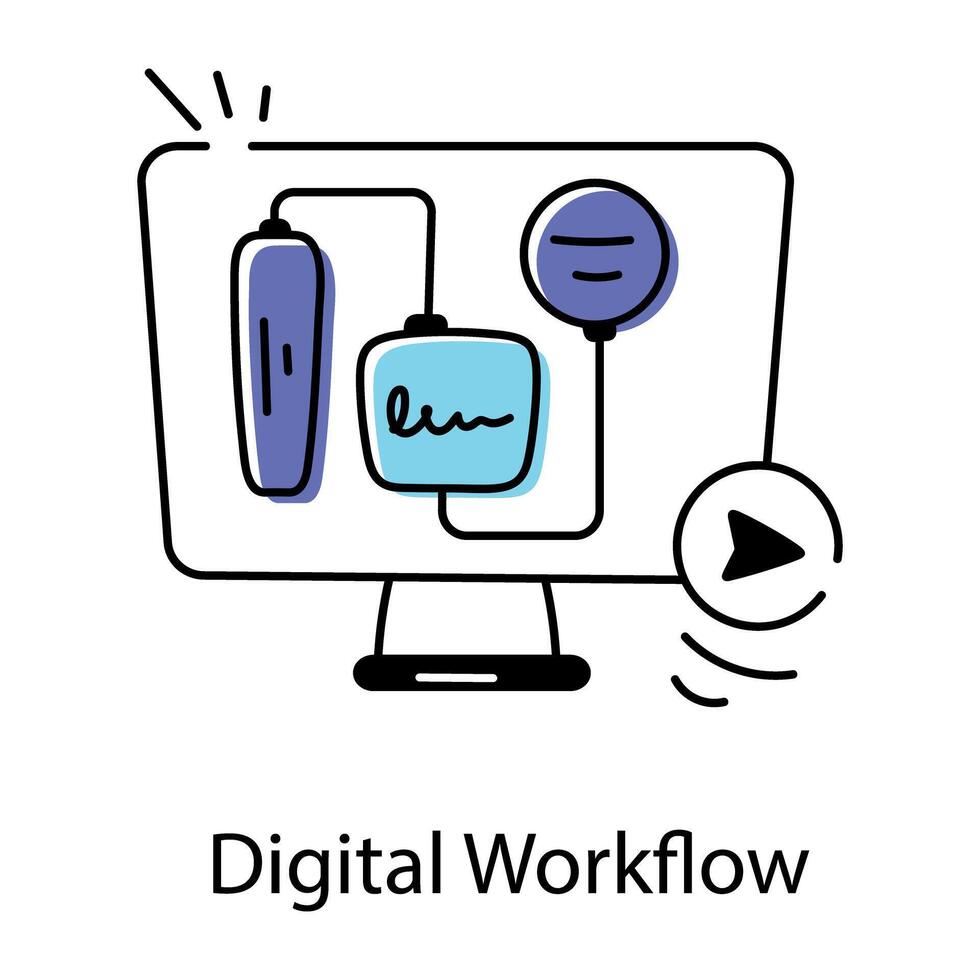 Doodle Icons Depicting Work Processes vector