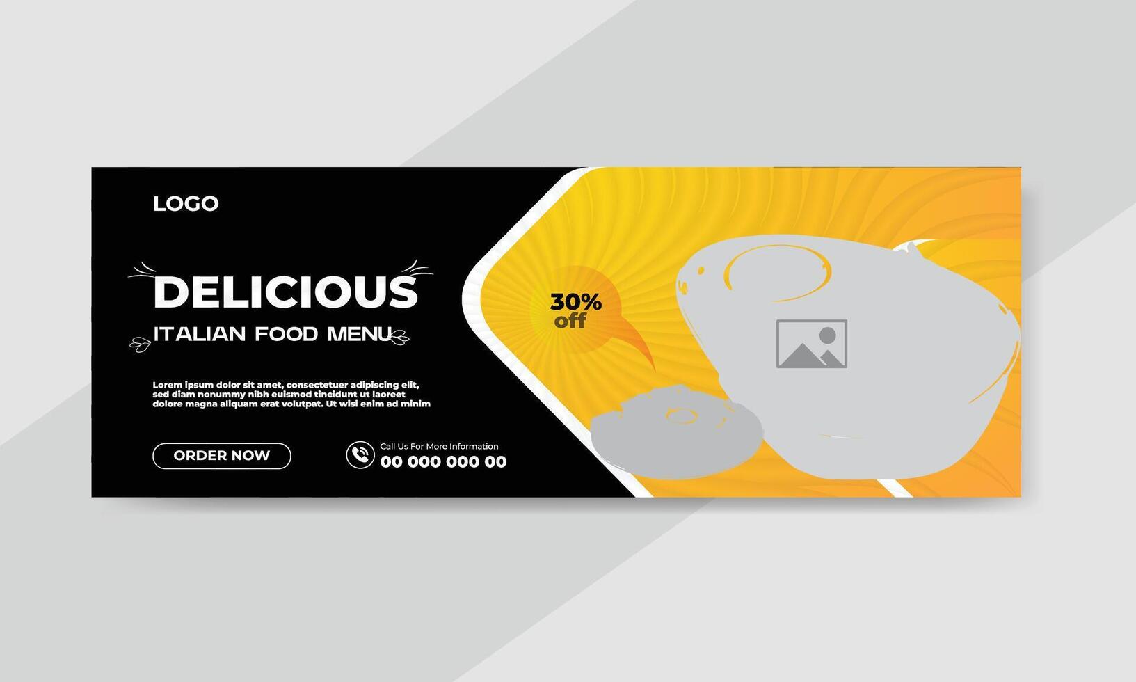 Food restaurant social media cover template vector