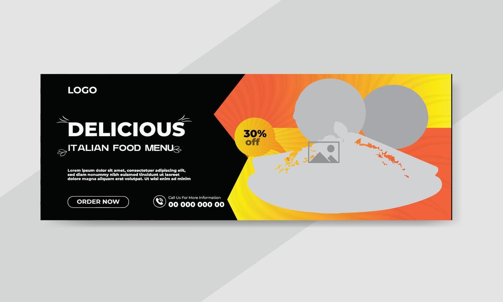 Food restaurant social media cover template vector