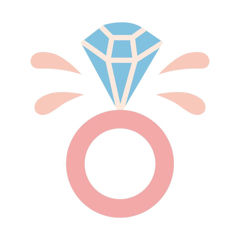 Wedding ring, flat vector