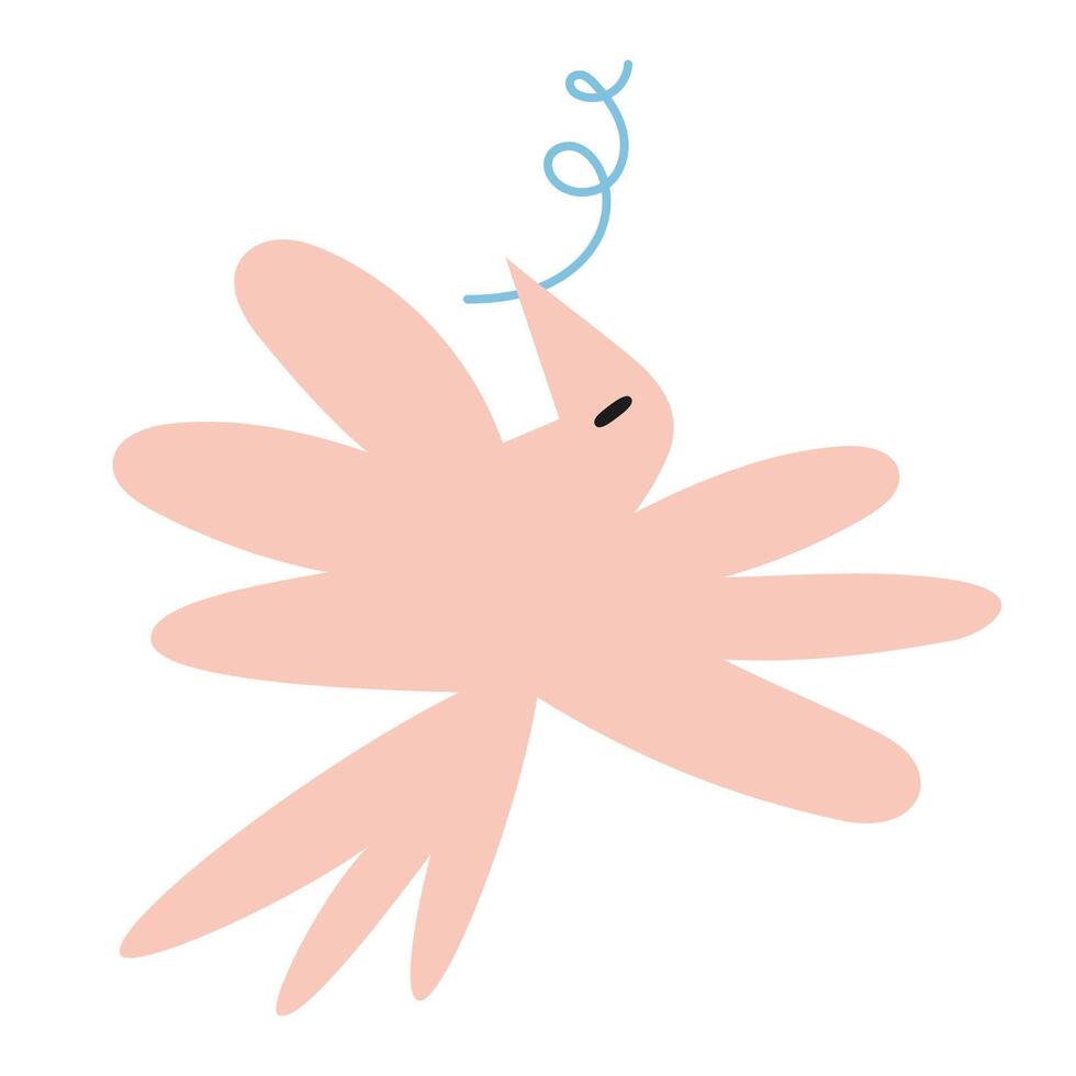 Dove of peace, quirky cartoon style. Flying cute pigeon holding a branch. Trendy modern vector illustration isolated on white background, hand drawn, flat