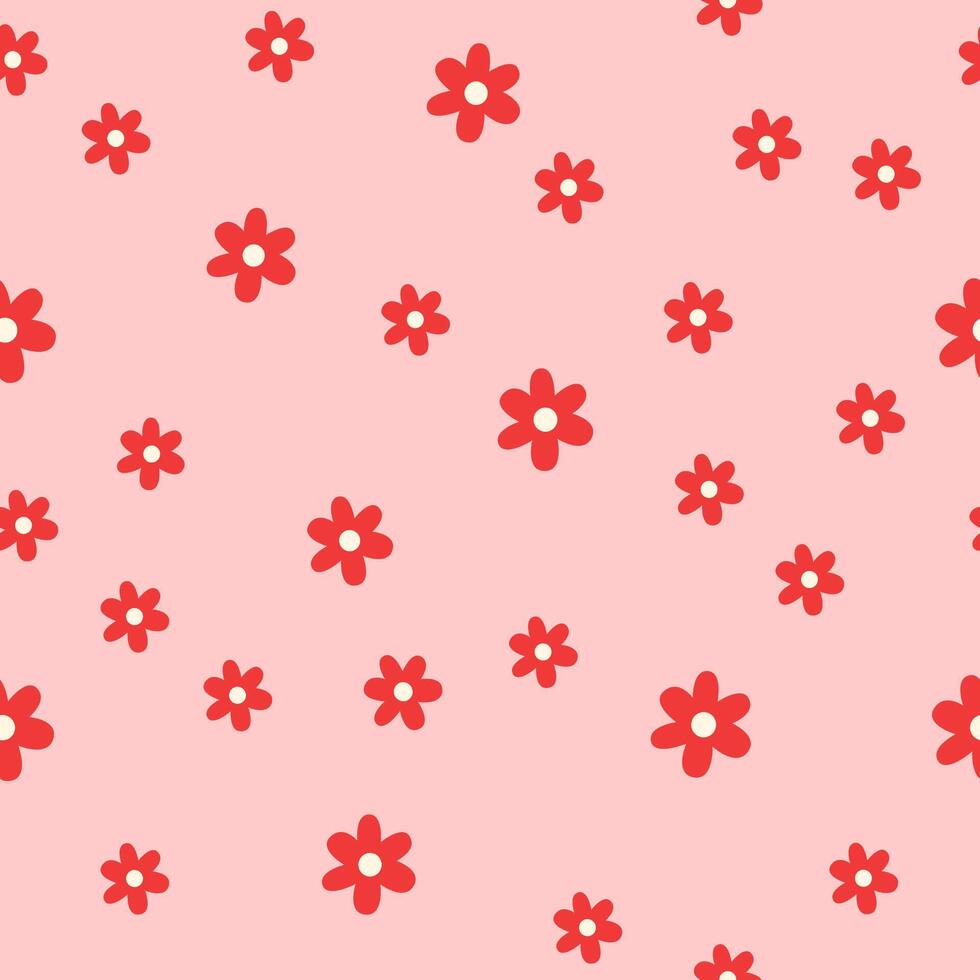 Minimalist seamless pattern with red flowers for Valentine's Day vector