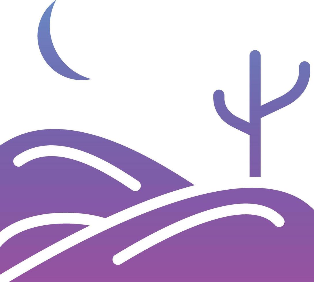 Desert Night Landscape Vector Icon