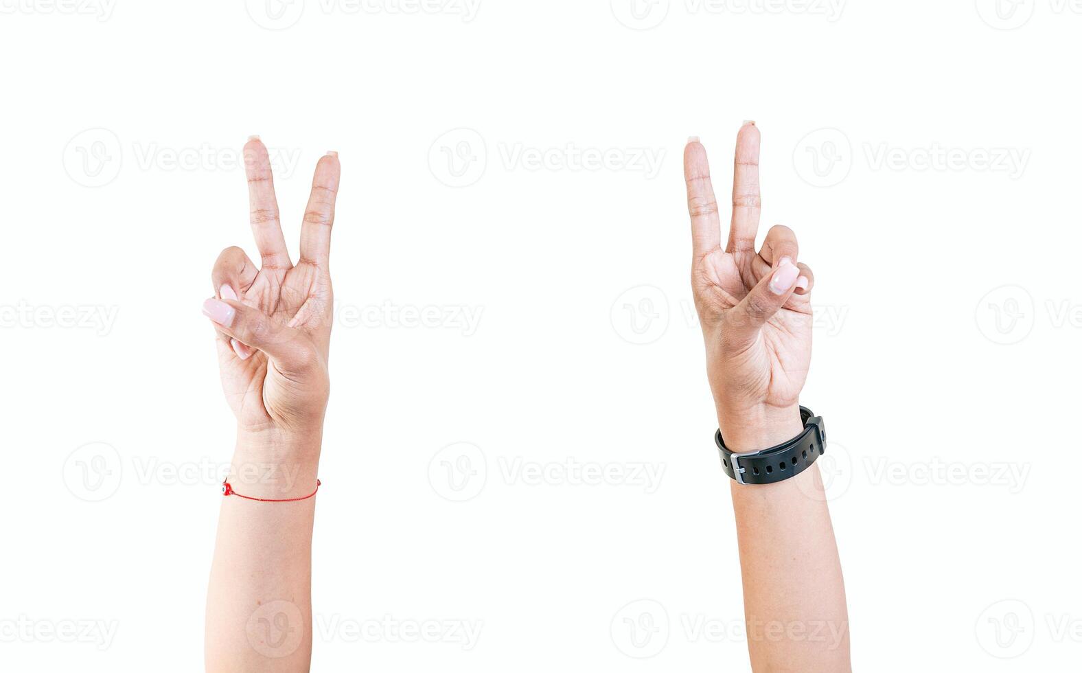 Hands counting number two. Woman hands showing number two isolated, Fingers counting number two photo
