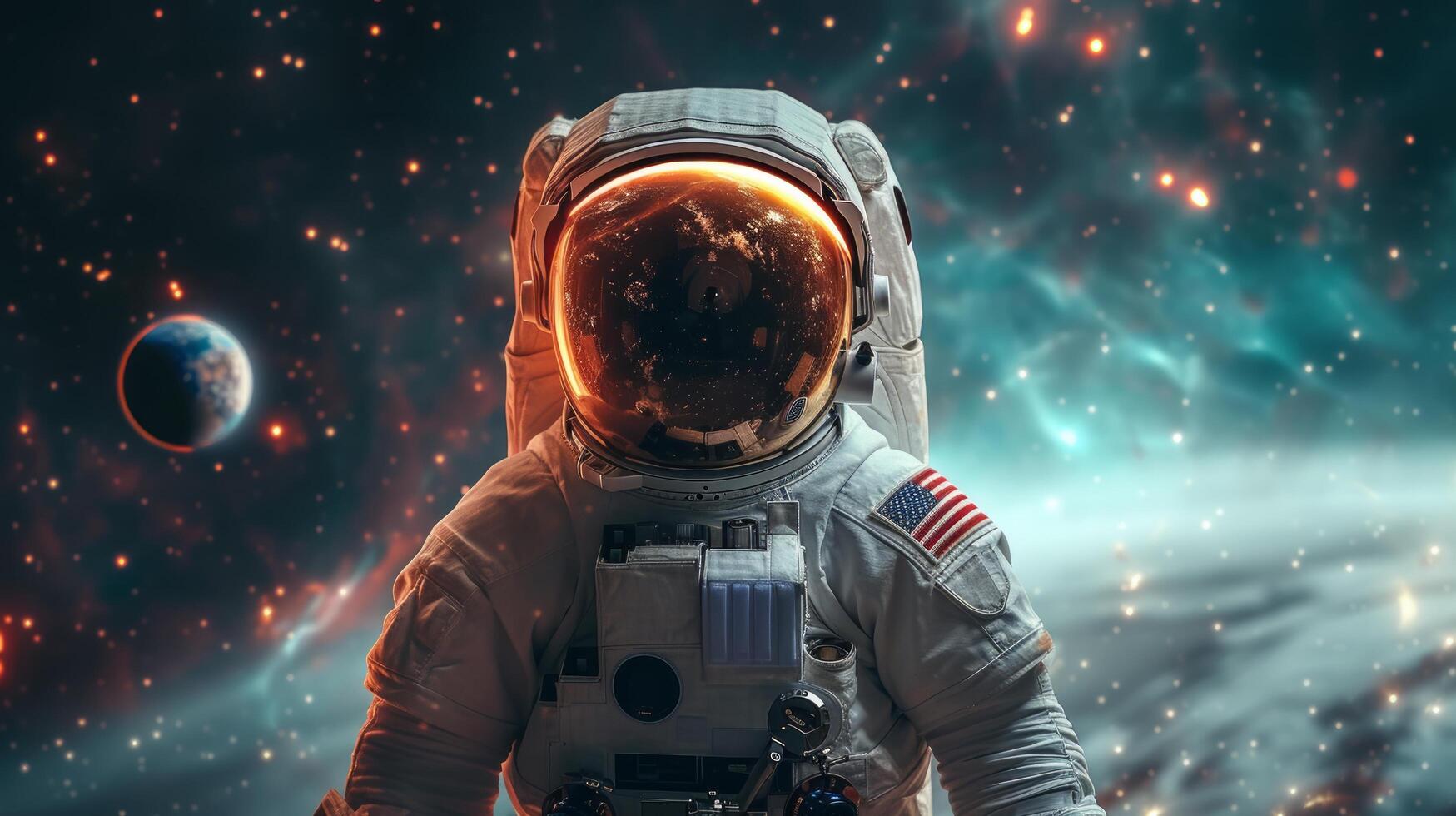 AI generated The astronaut is photographed with the Milky Way in the background photo