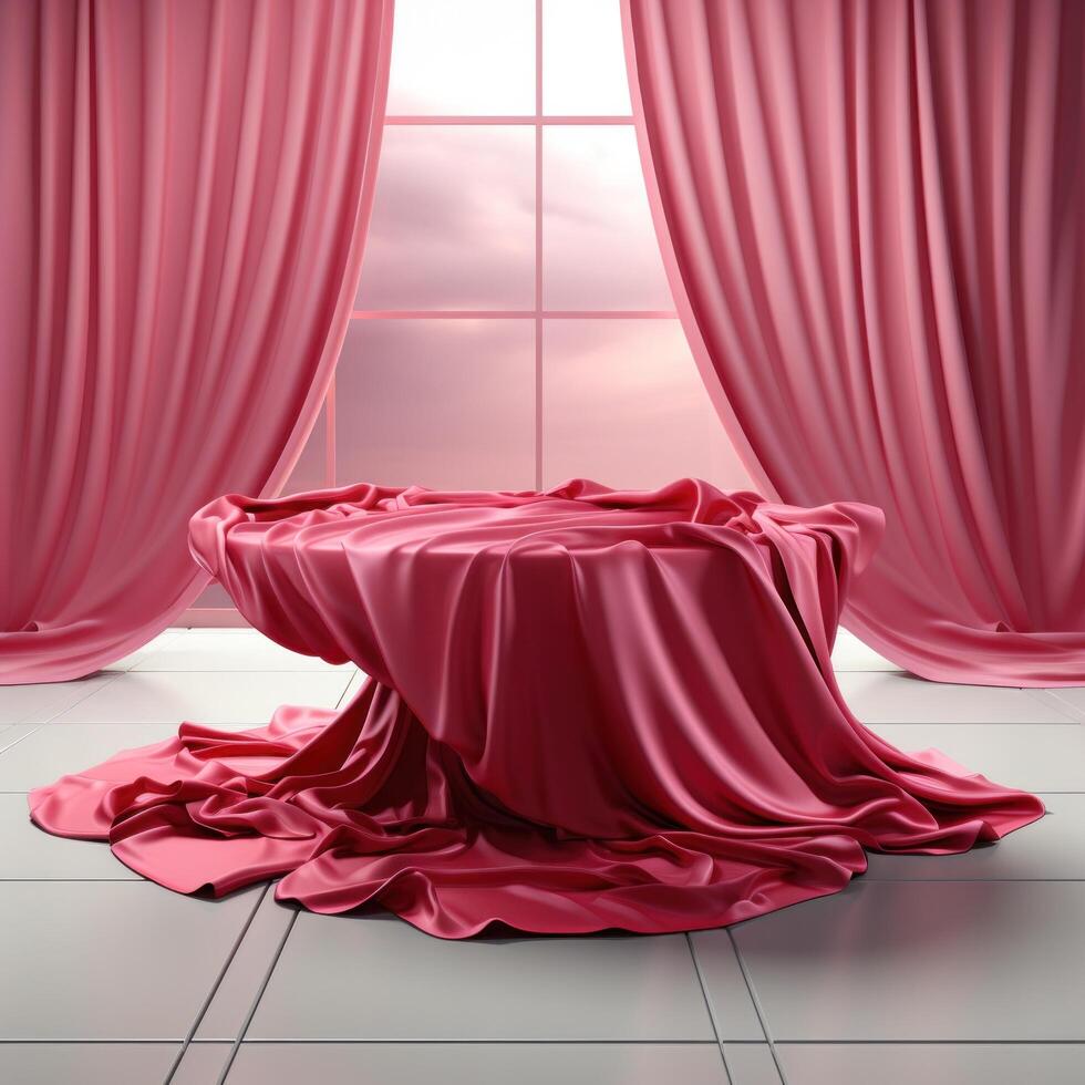 AI generated red cloth floor table red carpet photo