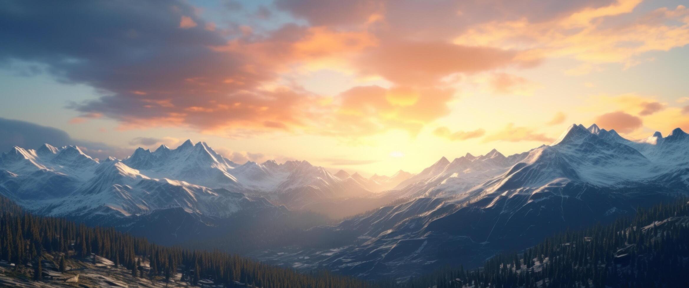 AI generated montana mountains at sunset sunset photo