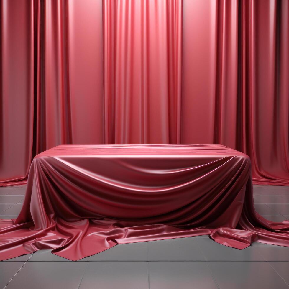 AI generated red cloth floor table red carpet photo