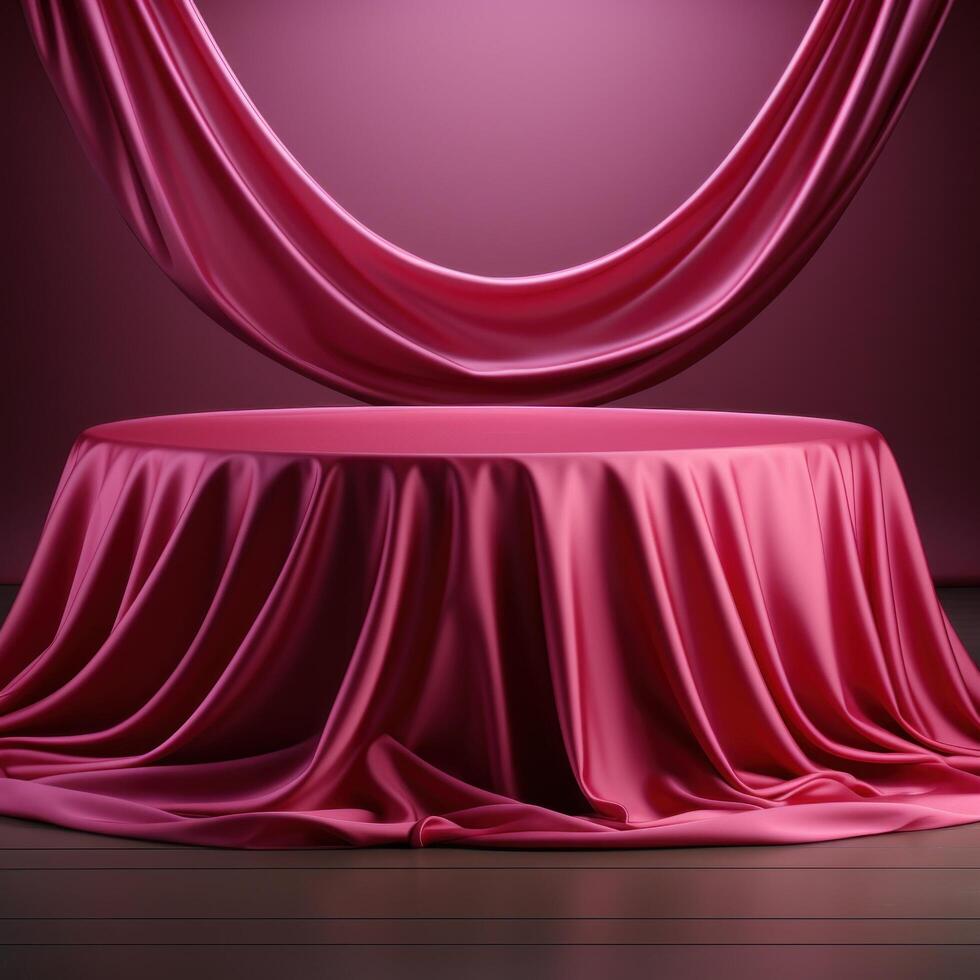 AI generated red cloth floor table red carpet photo