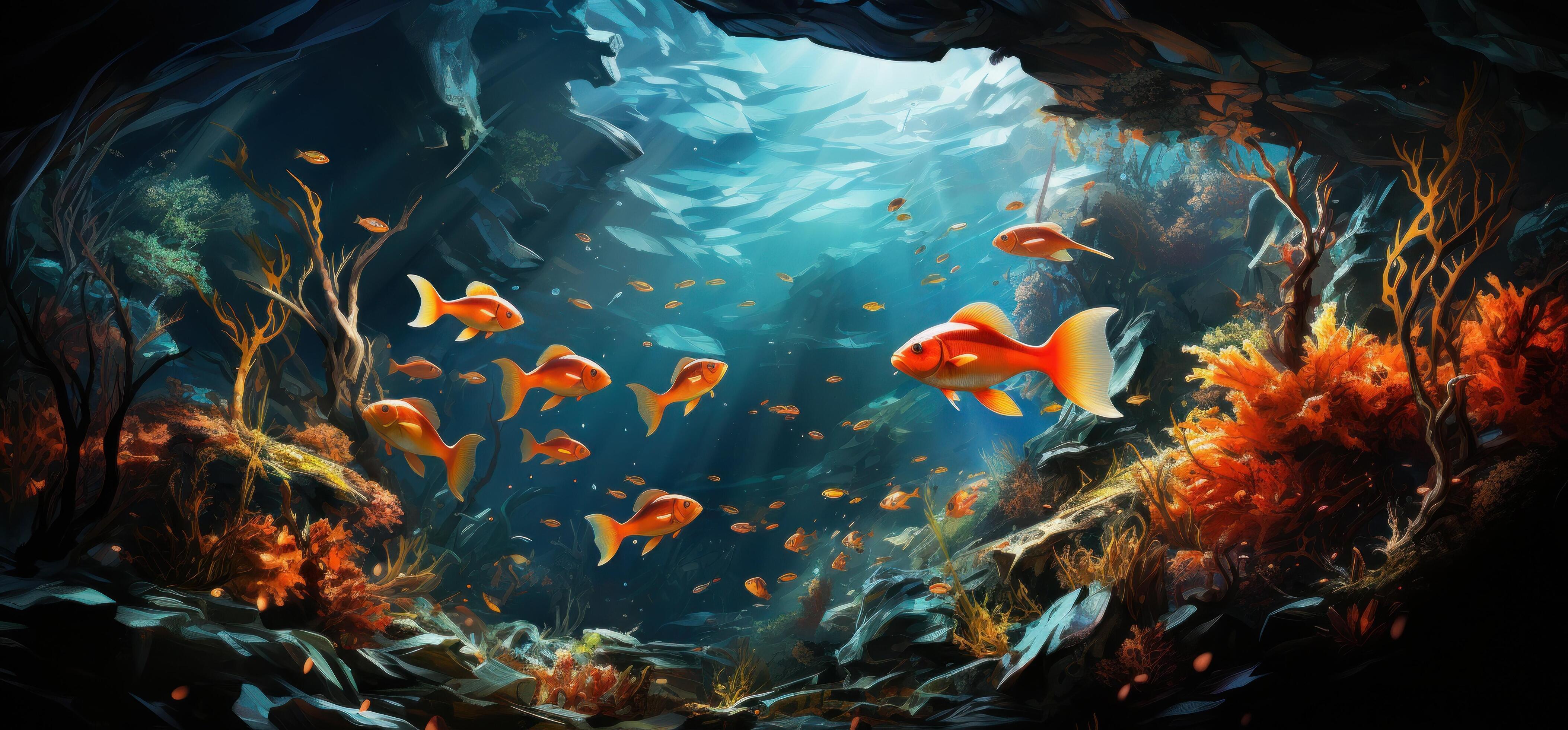 AI generated fish live wallpaper hd underwater, fish in a sea, 37348208