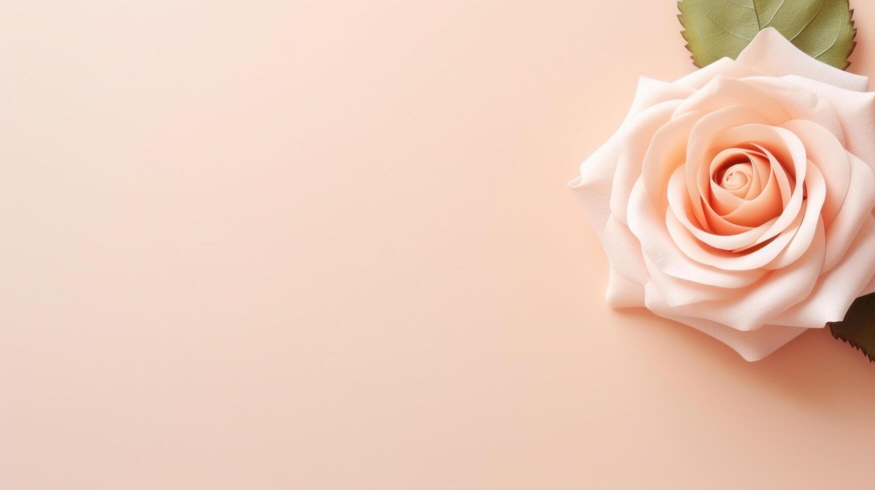 AI generated rose flower on pastel background with copy space photo