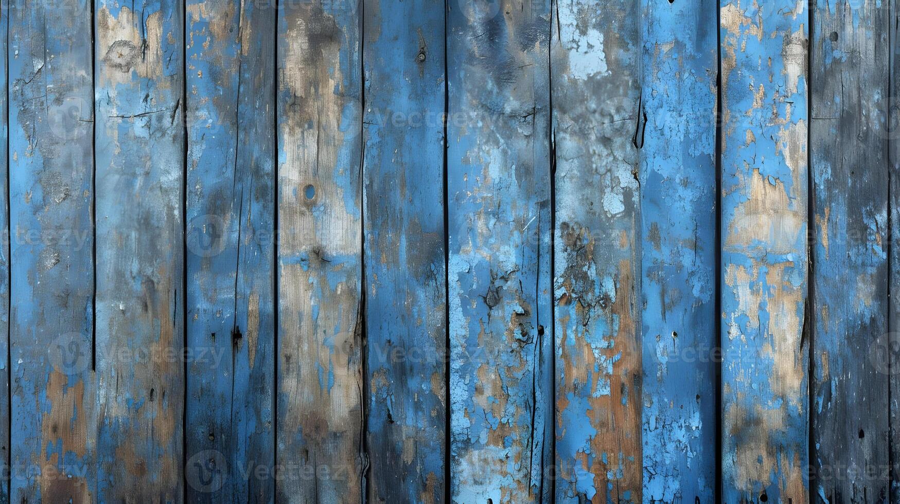 ai generado un grande azul arrastrado de madera tablón antecedentes. vertical de madera tableros alto calidad. ai generativo foto