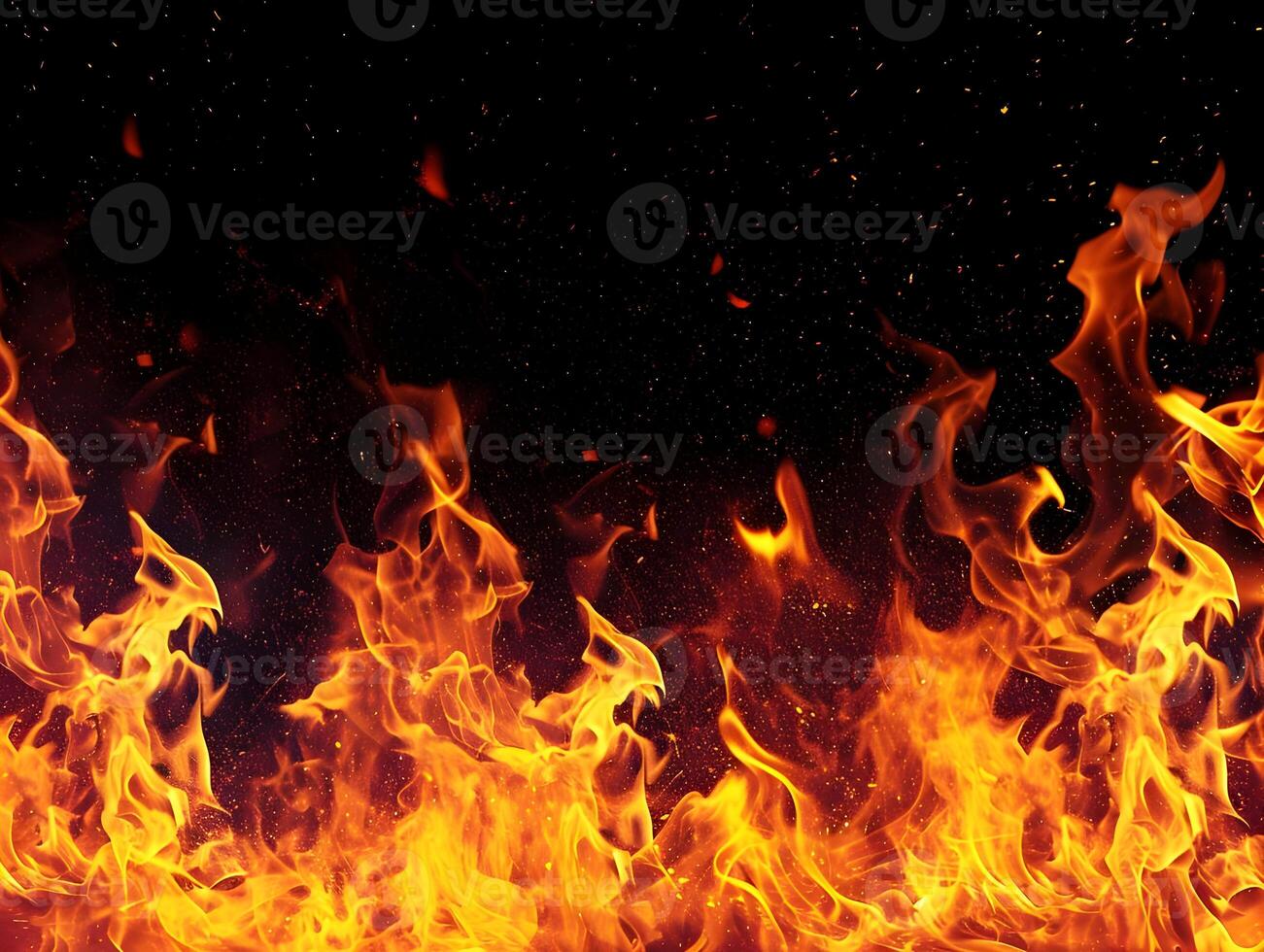 AI generated Fire on black background. High-resolution. AI Generative photo