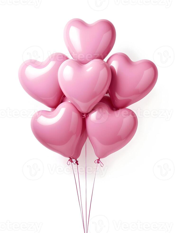 AI generated A bunch of pink heart-shaped balloons cinematic photo isolated on a white background. High-resolution. AI Generative