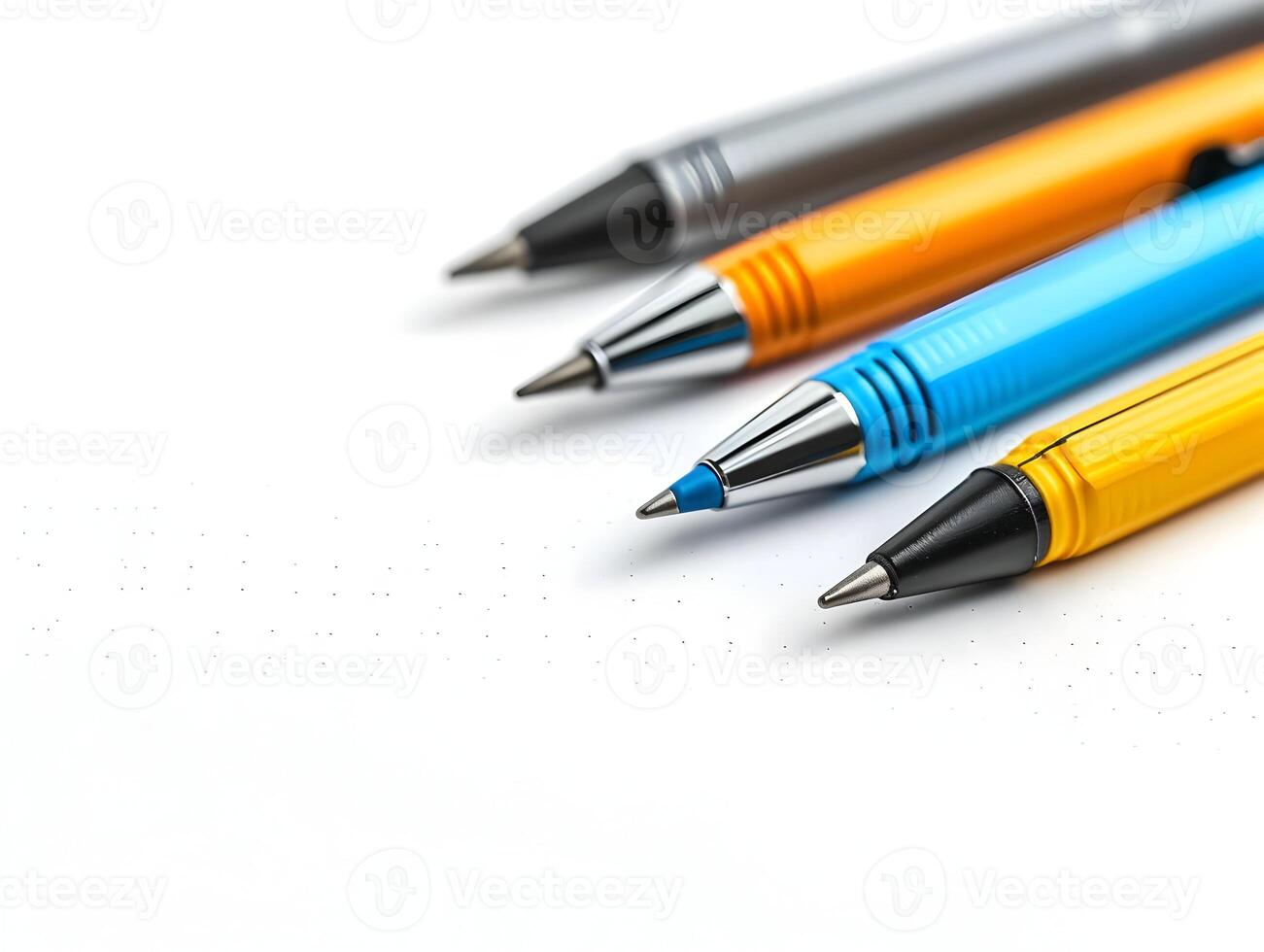 AI generated A different colors pencils lying one by one isolated on a white background. High quality. AI Generative photo