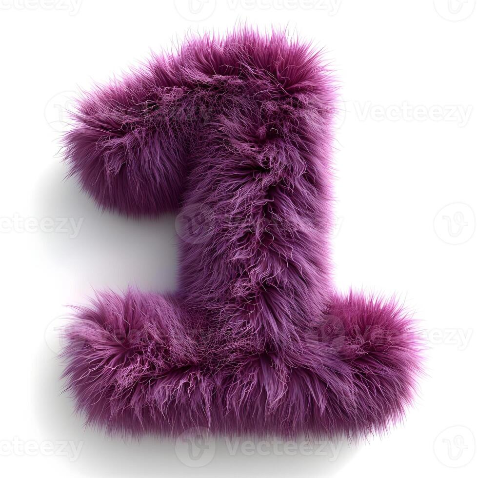 AI generated Cute dark purple number one 1 as fur with short hair isolated on a white background. High-resolution. AI Generative photo
