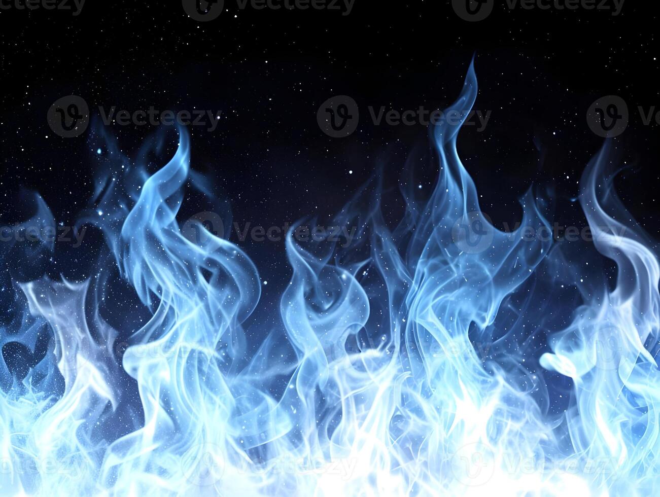 AI generated Blue and white gradient fire background on black background. High quality. AI Generative photo