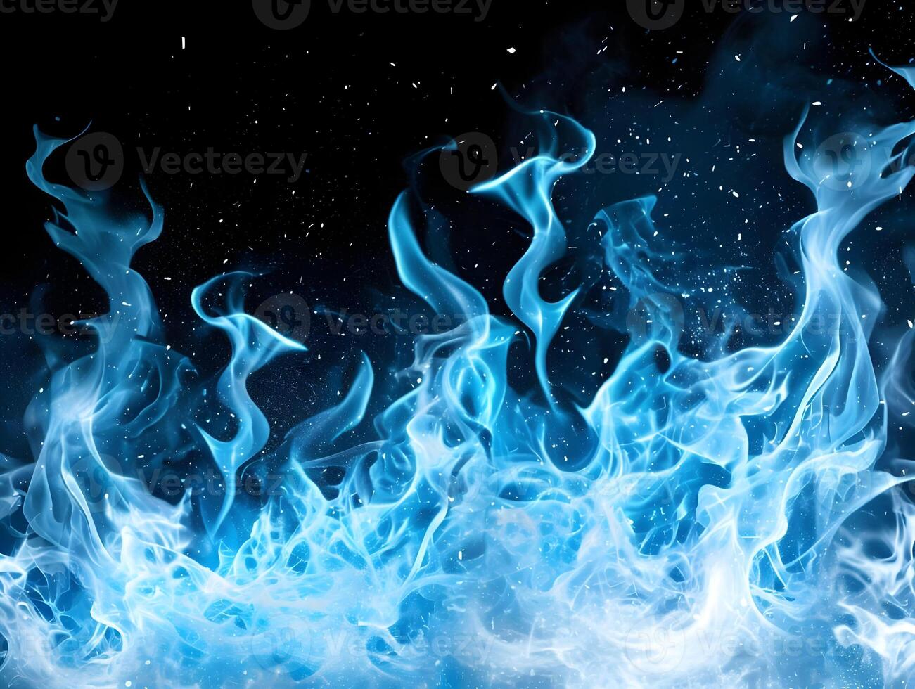 AI generated Blue and white gradient fire background on black background. High quality. AI Generative photo