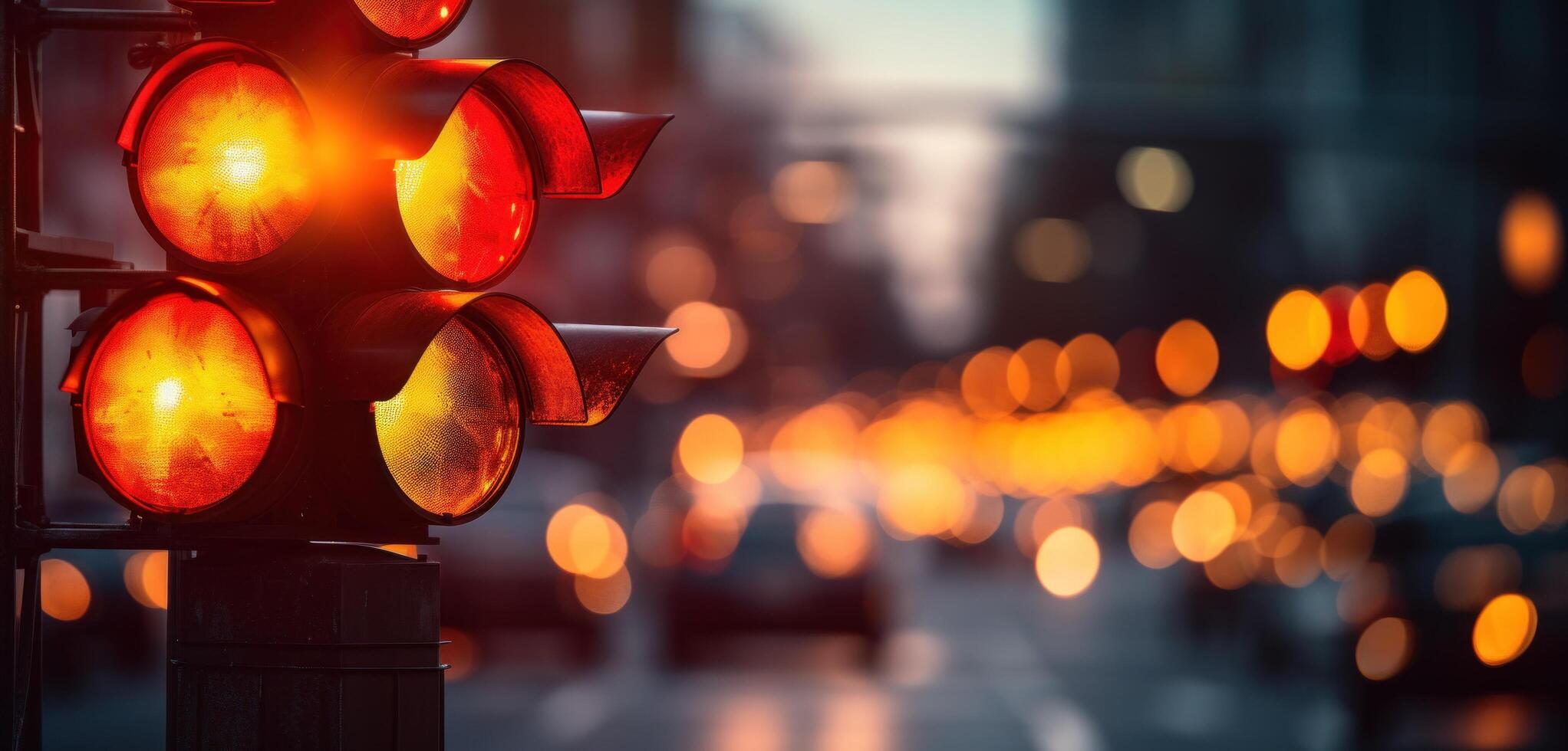 AI generated traffic signal with traffic lights photo
