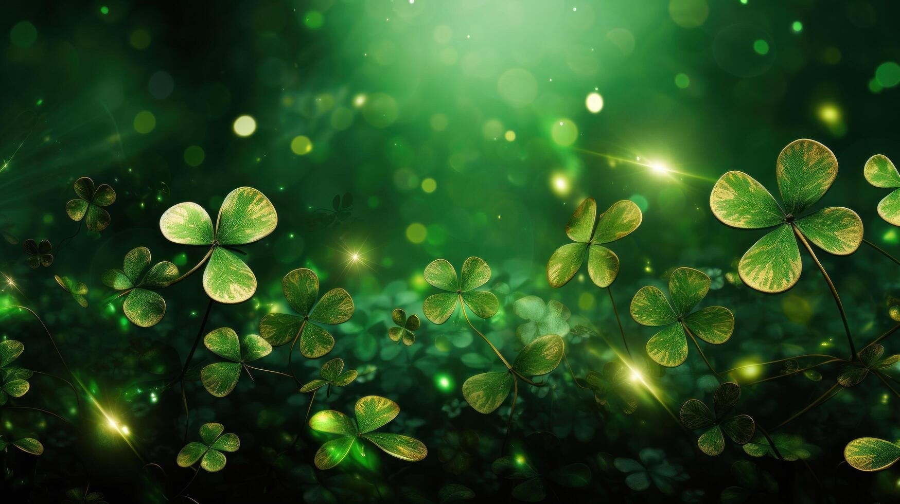 AI generated the shamrocks leavened in the background is bright green, photo