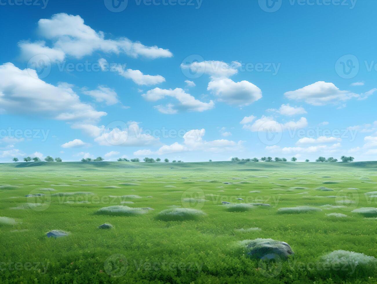 AI generated Massive grass field wide view in a sunny day. Background view. High-resolution. AI Generative photo