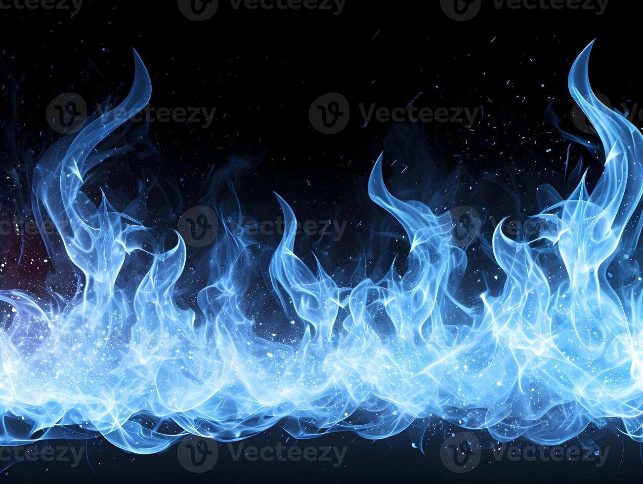 AI generated Light blue and white gradient fire background on black background. High quality. AI Generative photo