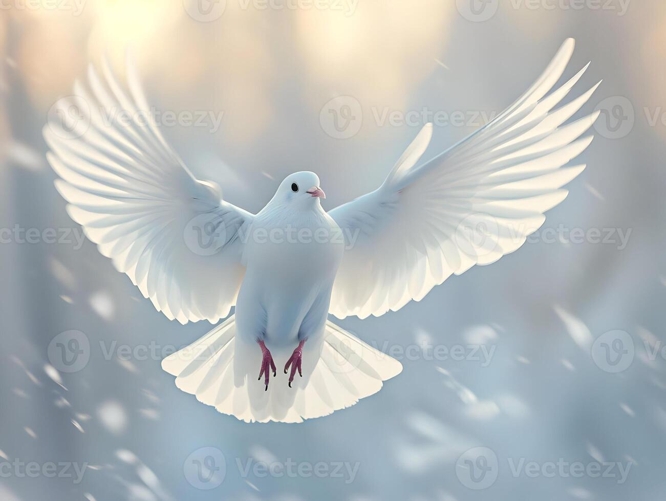 AI generated White dove of peace professional color grading with soft shadows on a light background. High quality. AI Generative photo