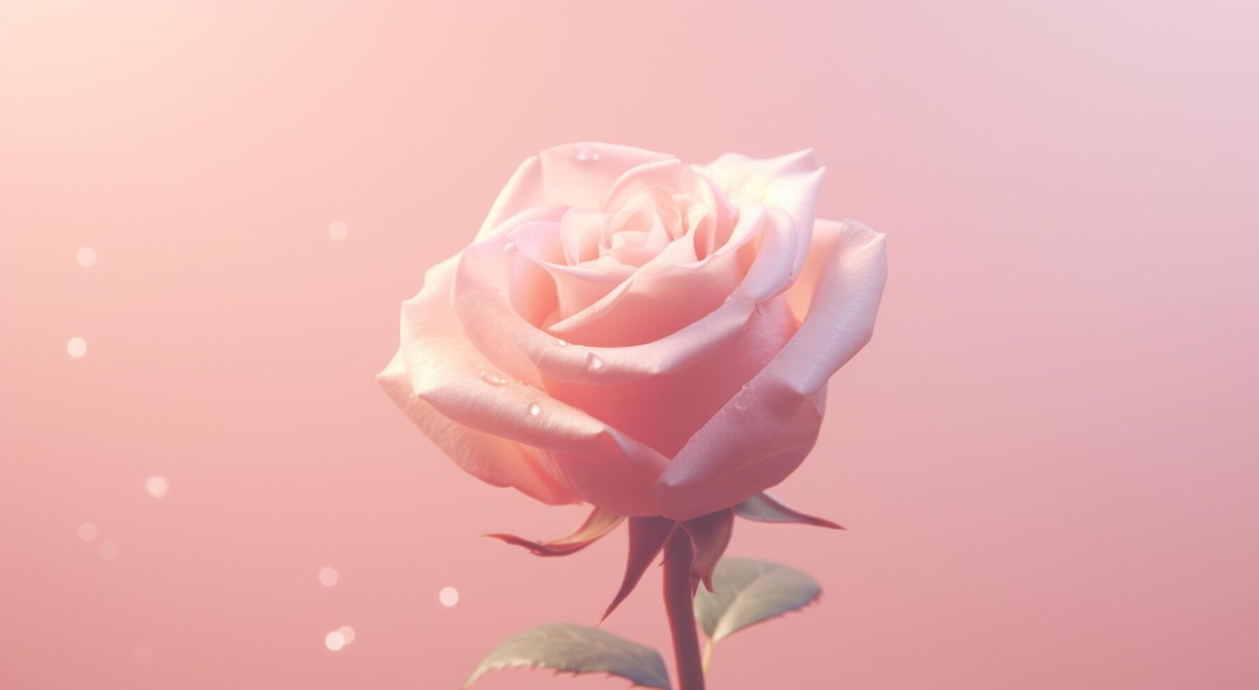 AI generated video clip of a pink rose on a light pink background photo