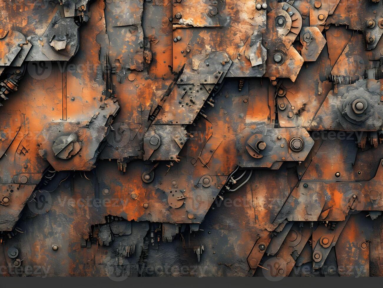 AI generated The crazing texture of old rusted metal in green and brown colors. High quality. AI Generative photo