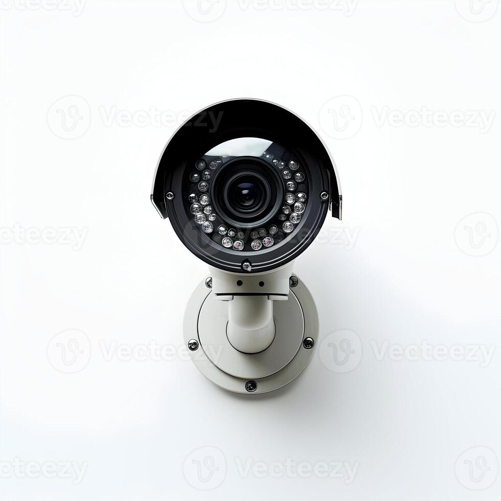 AI generated A surveillance camera isolated on a white background. High-resolution. AI Generative photo
